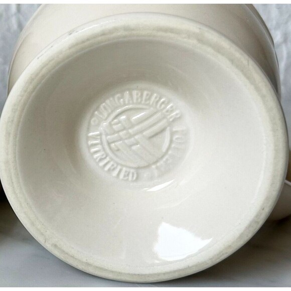 Longaberger Pottery Grandmug Footed Latte Cup Woven Traditions Red - Picture 6 of 7